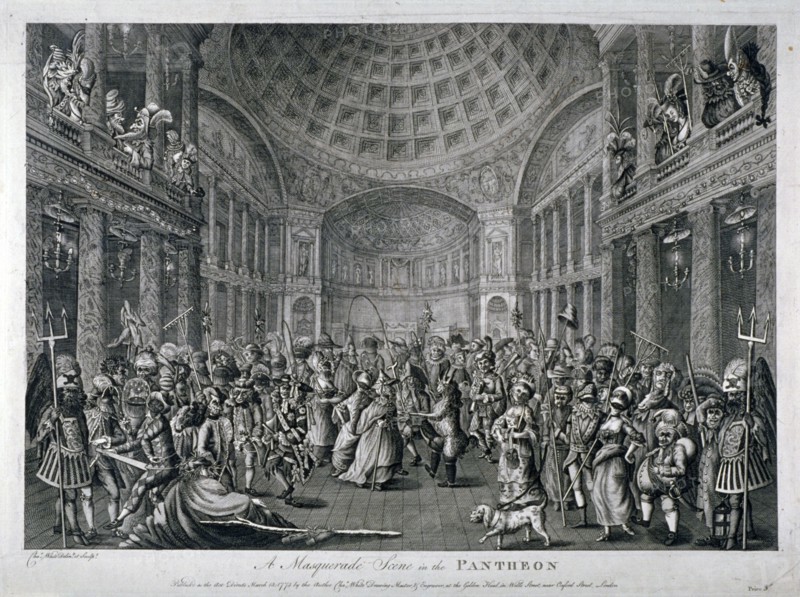 Scene of a masquerade at the Pantheon, Oxford Street, Westminster, London, 1773. Artist: Charles White