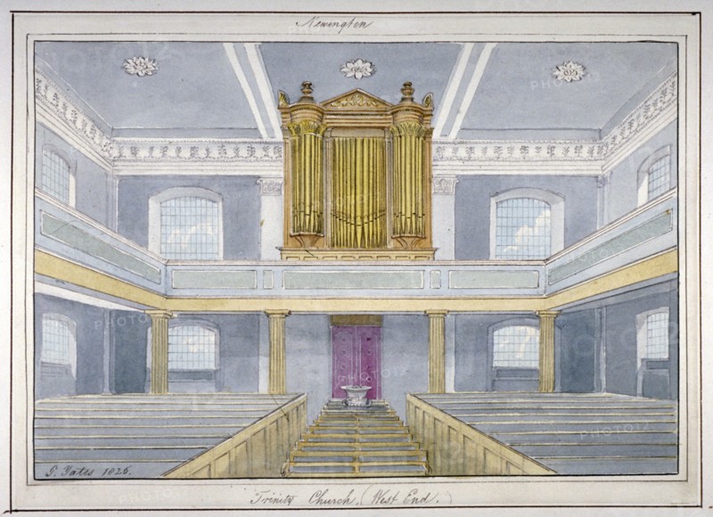 Interior of Holy Trinity Church, Newington, Southwark, London, 1826. Artist: G Yates