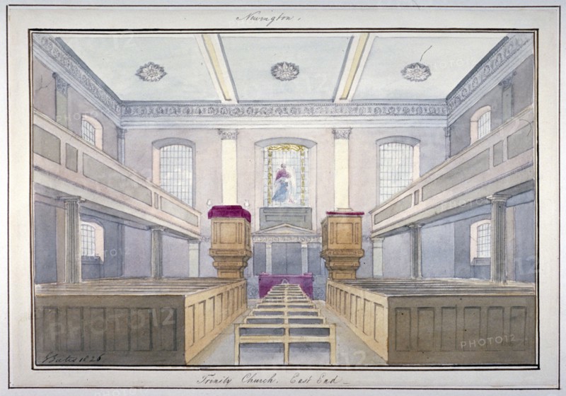 Interior view of the east end of Holy Trinity Church, Newington, Southwark, London, 1826. Artist: G Yates