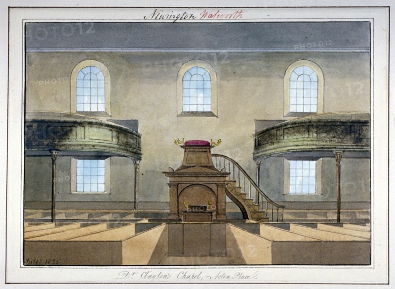 Interior view of Acton Place Chapel, Southwark, London, 1825. Artist: G Yates