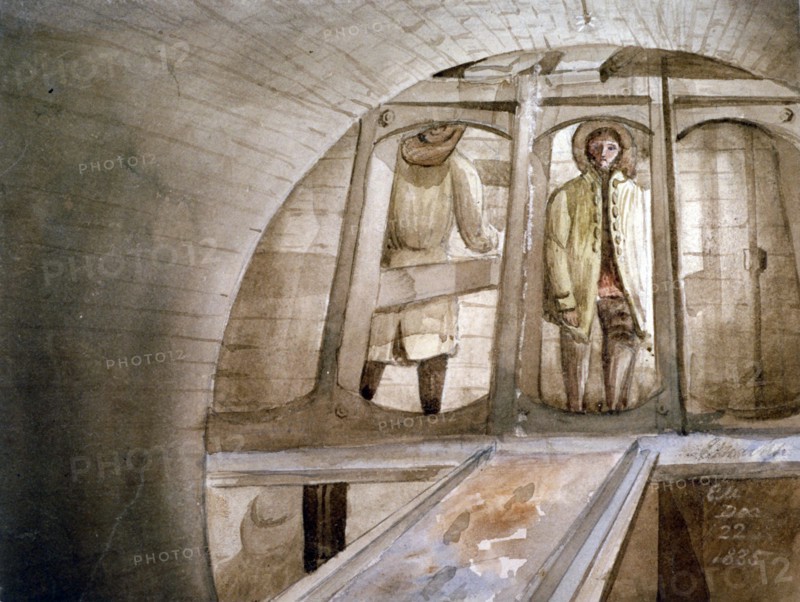 View of the shield used in the construction of the Thames Tunnel, London, 1835. Artist: Edmund Marks