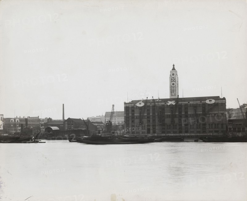 View of the South Bank between Blackfriars and Waterloo showing the Oxo Tower, London, 1935. Artist: Unknown