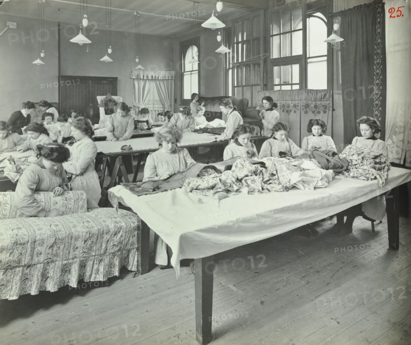 An Upholstery class for female students at Borough Polytechnic, Southwark, London, 1911. Artist: Unknown.