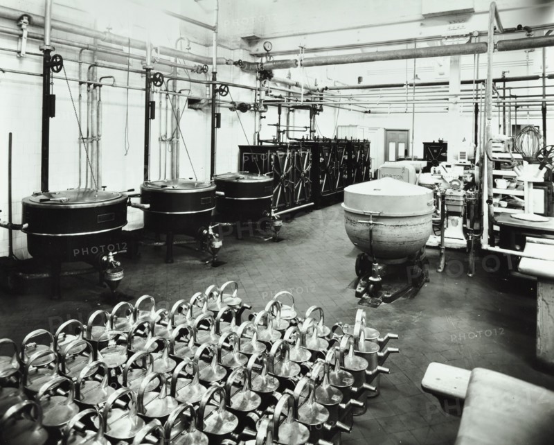 The kitchen at Banstead Hospital, Sutton, Surrey, 1938. Artist: Unknown.