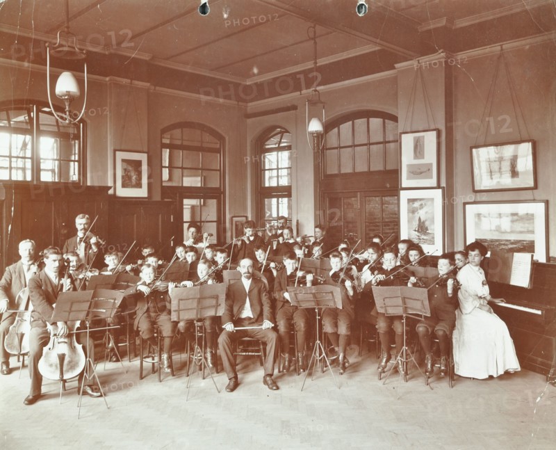 School orchestra, Cromer Street School/ Argyle School, St Pancras, London, 1906. Artist: Unknown.