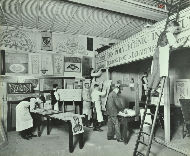 Students from trade classes, Northern Polytechnic, London, 1911. Artist: Unknown.