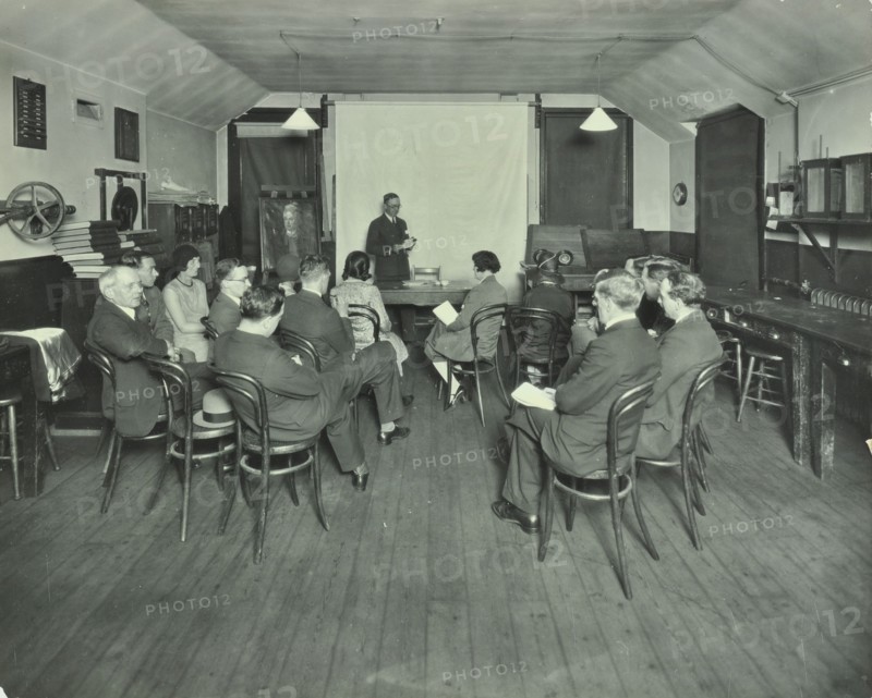 Class of adults studying antiques, Brixton Commercial Evening Institute, London, 1930. Artist: Unknown.