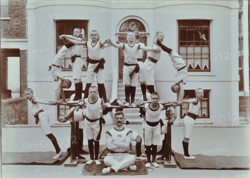 Gymnastics display at the Boys Home Industrial School, London, 1900. Artist: Unknown.
