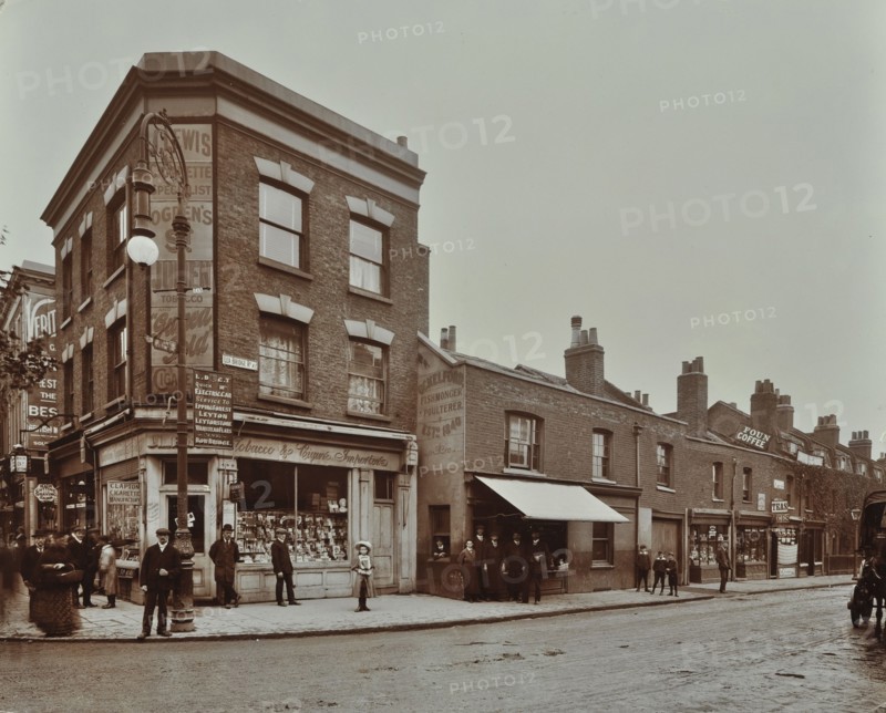 Row of shops in Lea Bridge Road, Hackney, London, September 1909. Artist: Unknown.