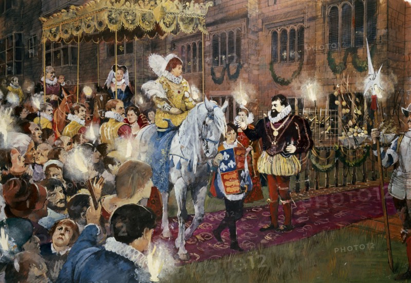 Robert Dudley welcoming Queen Elizabeth I to Kenilworth Castle, Warwickshire, July 1575 (c2000s)