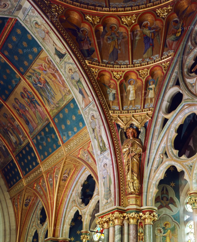 Decorated roof of the sanctuary, St Mary's Church, Studley Royal, North Yorkshire