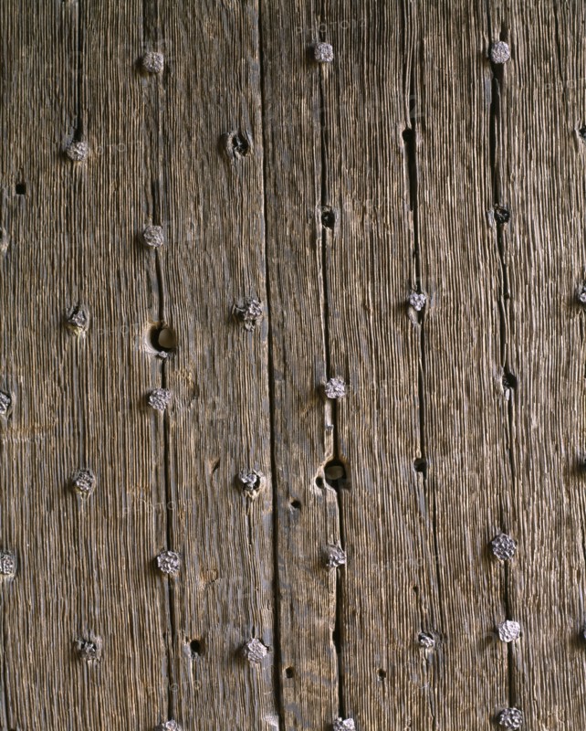 Detail of the gatehouse door of Stokesay Castle, Shropshire