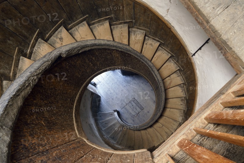 Circular staircase leading down to the water bastion, Upnor Castle, Upper Upnor, Kent