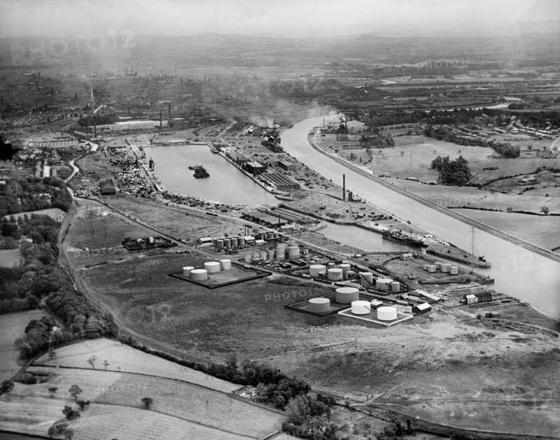 Preston Docks and the city from the north-west, Preston, Lancashire, 1932
