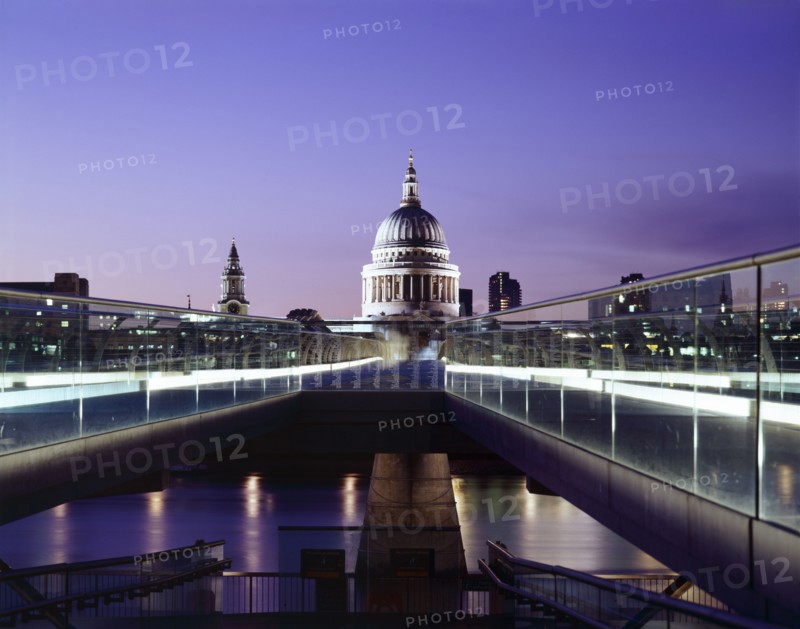 Millennium Bridge and St Paul's at dusk, c1998-2010