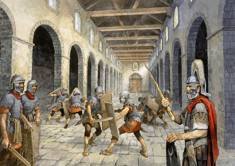 Roman infantry practising combat, c3rd century, (c1990-2010)