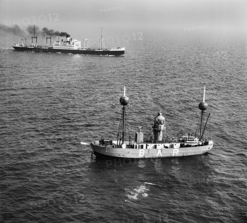 The Alarm (Mersey Bar Lightship) and SS 'Collegian', Liverpool Bay, Wirral, 1948
