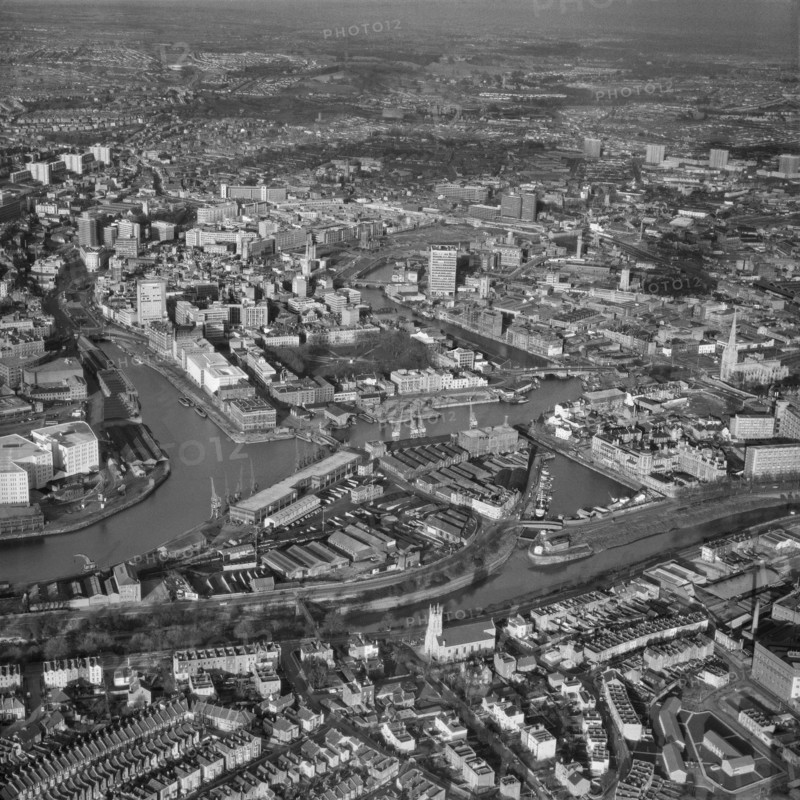 Queen Square and the Floating Harbour, Bristol, 1971