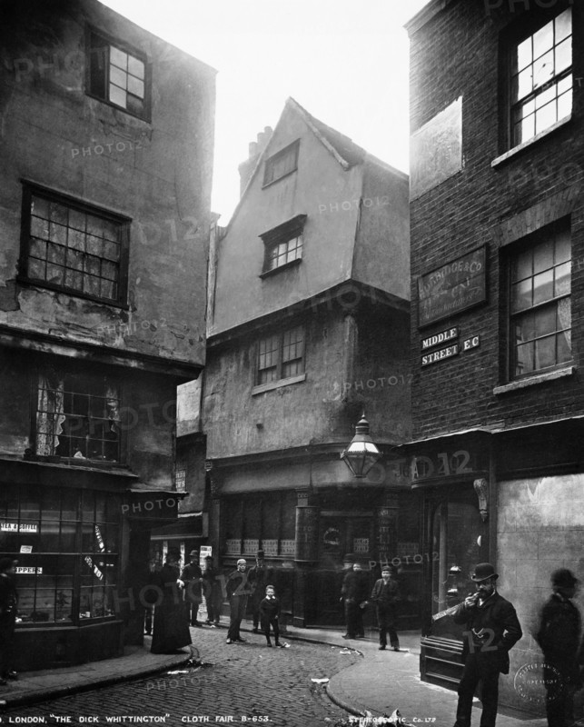 The Old Dick Whittington public house at 24 Cloth Fair, London, 1890s. Creator: Augustin Rischgitz.