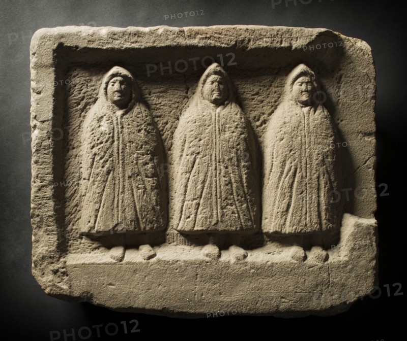 Three genii relief, Housesteads Fort, Hadrian's Wall, Northumberland, c2012