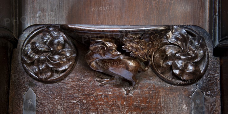 Detail of the misericord, Wells Cathedral, Cathedral Green, Wells, Somerset, c2010