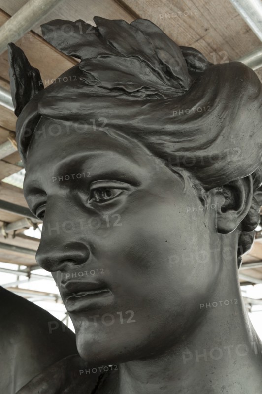 Detail, quadriga statue, Wellington Arch, Hyde Park Corner, Westminster, London, c2015