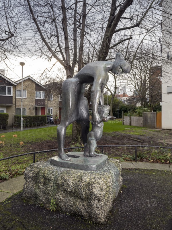 The Lesson', sculpture by Franta Belsky, Bethnal Green, London, 2015