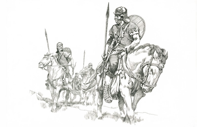Roman soldiers on patrol near Hadrian's Wall, c1985-c2000