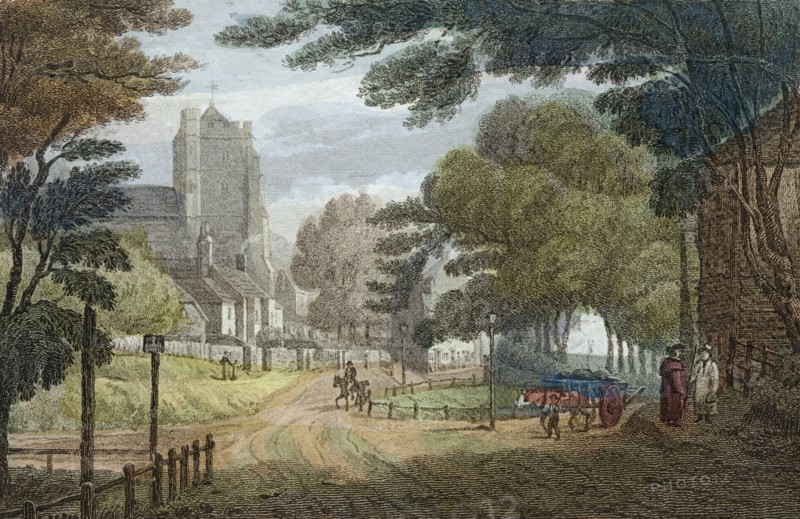 Entrance to Hastings, East Sussex, from Old London Road, showing All Saints' Church, c1790