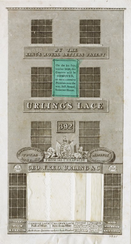 Advertisement for Urling's Lace, London, 1820