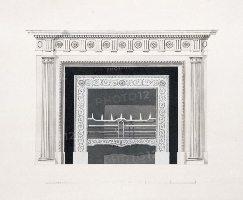 Fireplace in the library, Audley End House, Saffron Walden, Essex, late 18th century