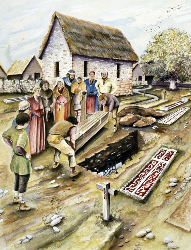 Viking burial in a churchyard, York, Yorkshire, 10th century (c2000?)