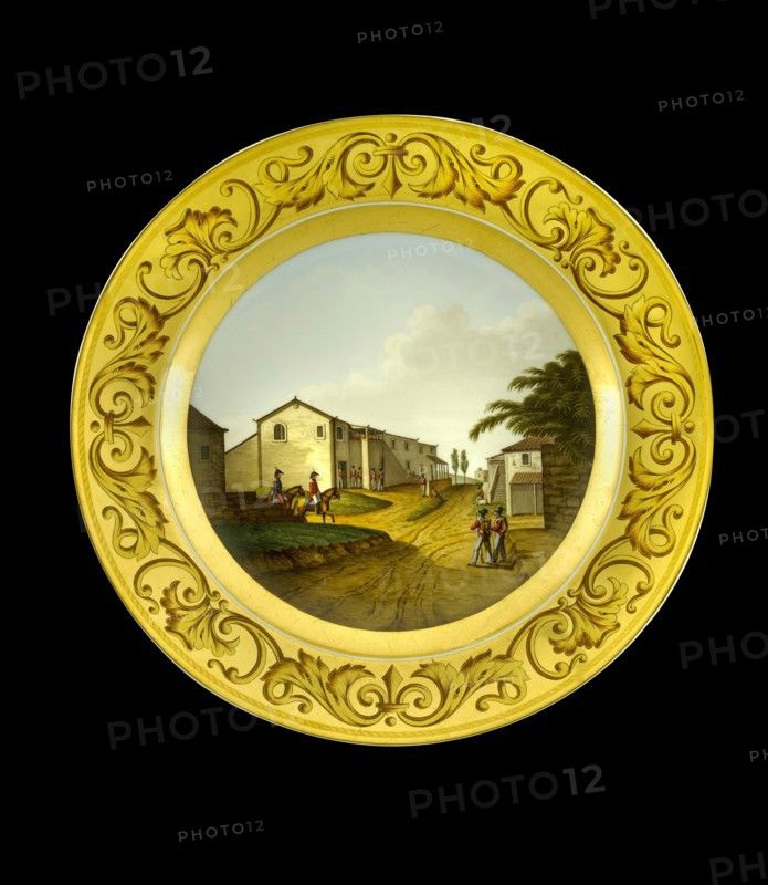 Dessert plate depicting the British headquarters at Vimeiro, Portugal, 1808 (1810s)