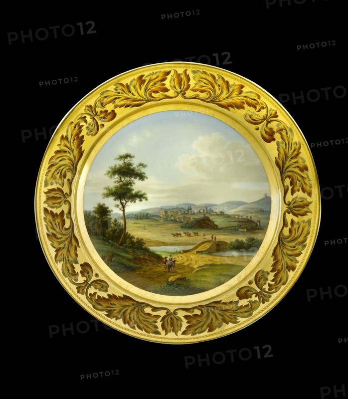 Dessert plate depicting the battlefield of Vimeiro, Portugal, 1810s