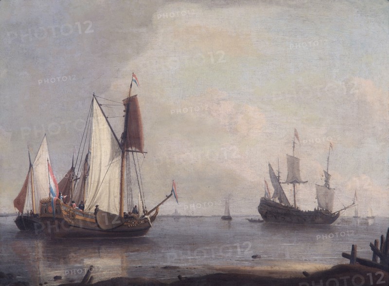Dutch Shipping in a River', 17th century