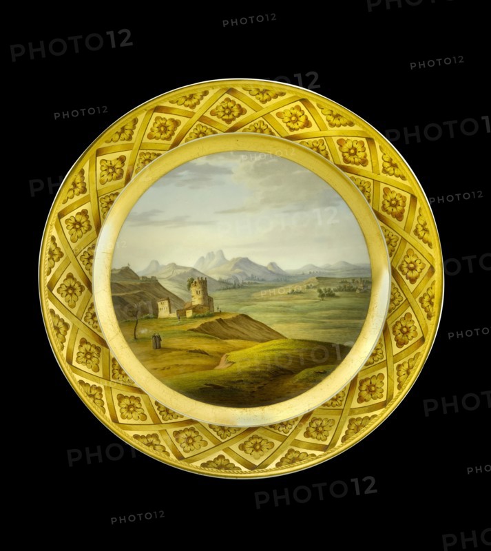 Dessert plate depicting the Lines of Torres Vedras, Portugal, 1810s