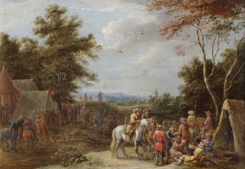An Encampment with Soldiers Playing Cards', c1660