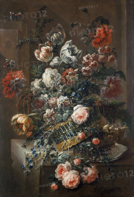 Flower Piece with Variegated Tulips', 1721