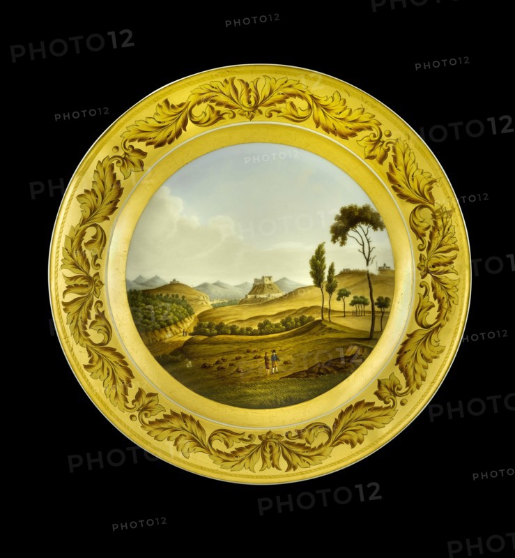 Dessert plate depicting the Lines of Torres Vedras, Portugal, 1810s