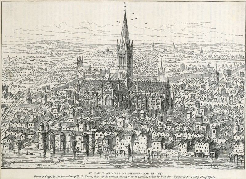 Old St Paul's Cathedral, City of London, 1540 (c1883-c1885)