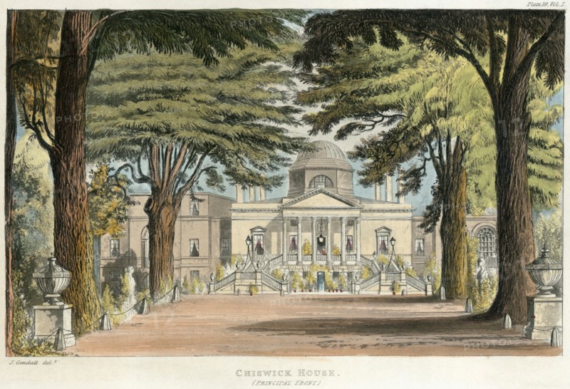 Principal front of Chiswick House, Hounslow, London, 1823
