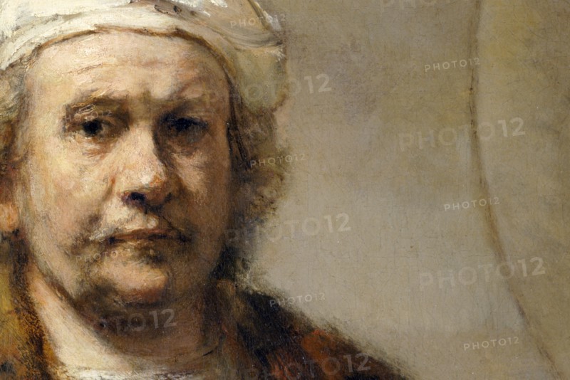 Detail of a self-portrait of Dutch painter Rembrandt van Rijn, c1665