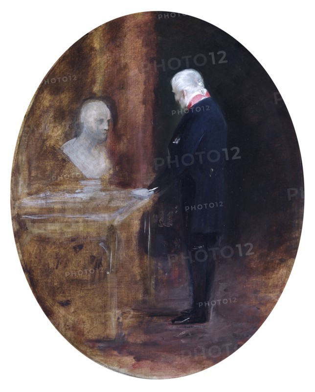 The Duke of Wellington looking at bust of Napoleon', 19th century