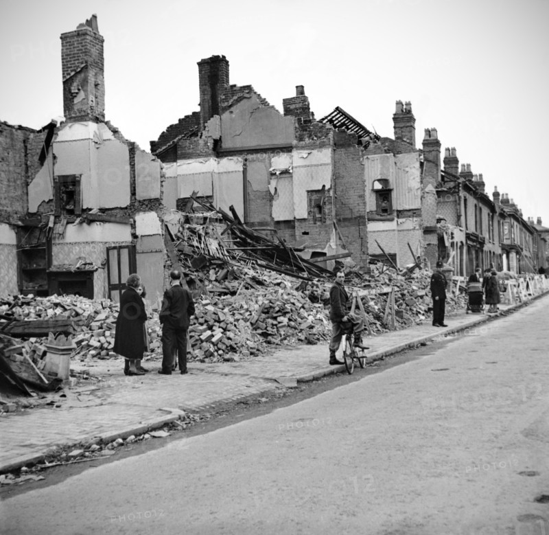Wartime bomb damage, Highgate Road, Sparkbrook, Birmingham, West Midlands, 29 July 1942