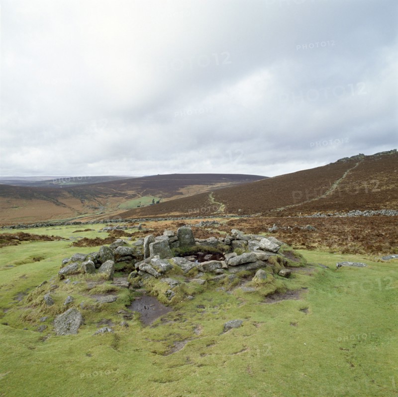 Remains of a Bronze Age settlement, Grimspound, Dartmoor, Devon, c1980-c2017