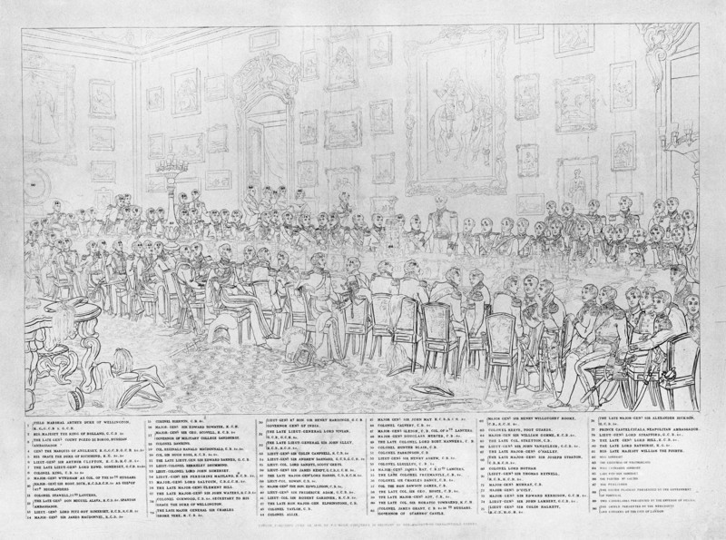 Key to an engraving of 'The Banquet after the Battle of Waterloo', c1815