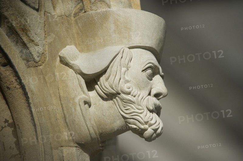 New stone carving on the Chapter House of Westminster Abbey, London, 2009