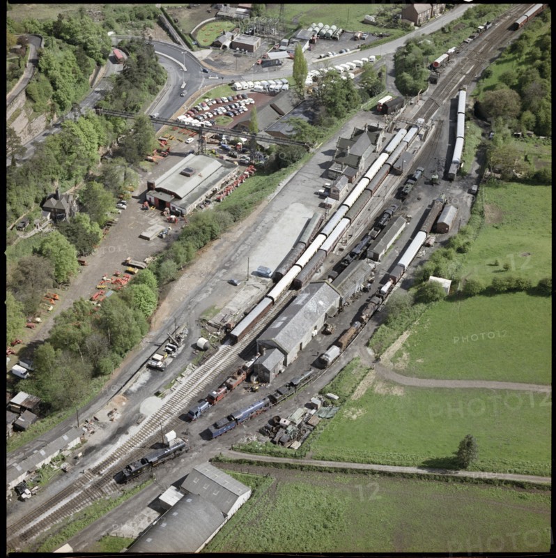Steam trains at Bridgnorth Station on the private Severn Valley Railway, Shropshire, 1972