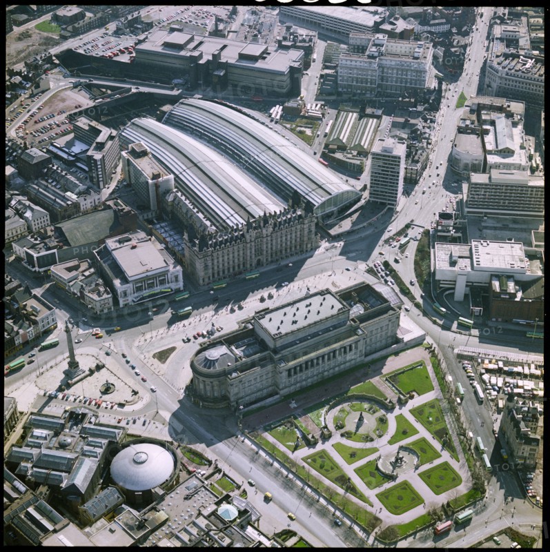 St George's Hall, St John's Gardens and Lime Street Railway Station, Liverpool, Merseyside, 1980