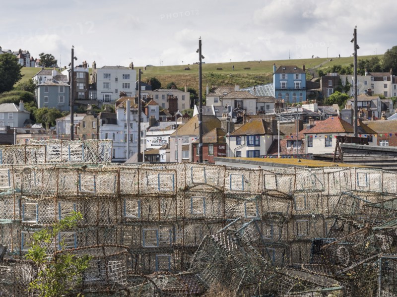 Lobster pots on Stade Beach, Hastings, East Sussex, c2010s